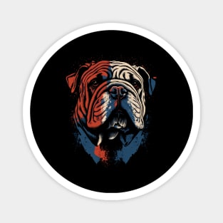 Patriotic Bulldog - Red, White, and Blue Bulldog Design Magnet